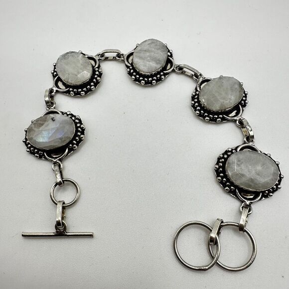 8.25" faceted oval cut moonstone bracelet in sterling silver! - Picture 7 of 10